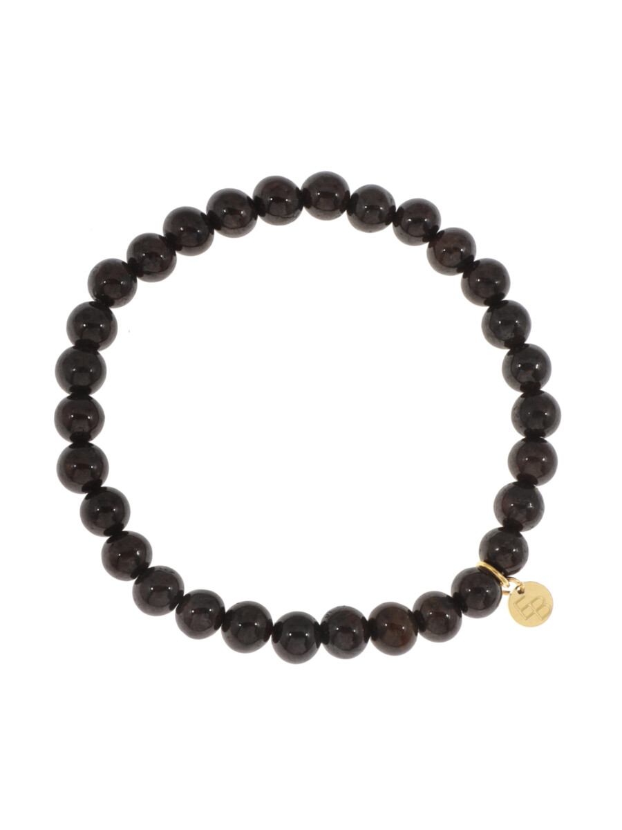 Armbandje met gemstone balletjes / bruin-zwart